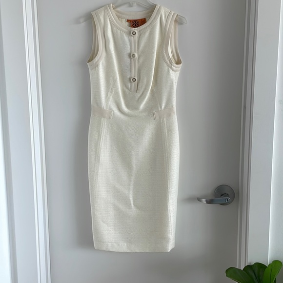 Tory Burch Dresses & Skirts - Tory Burch Ivory Sleeveless Button-Front Sheath Dress